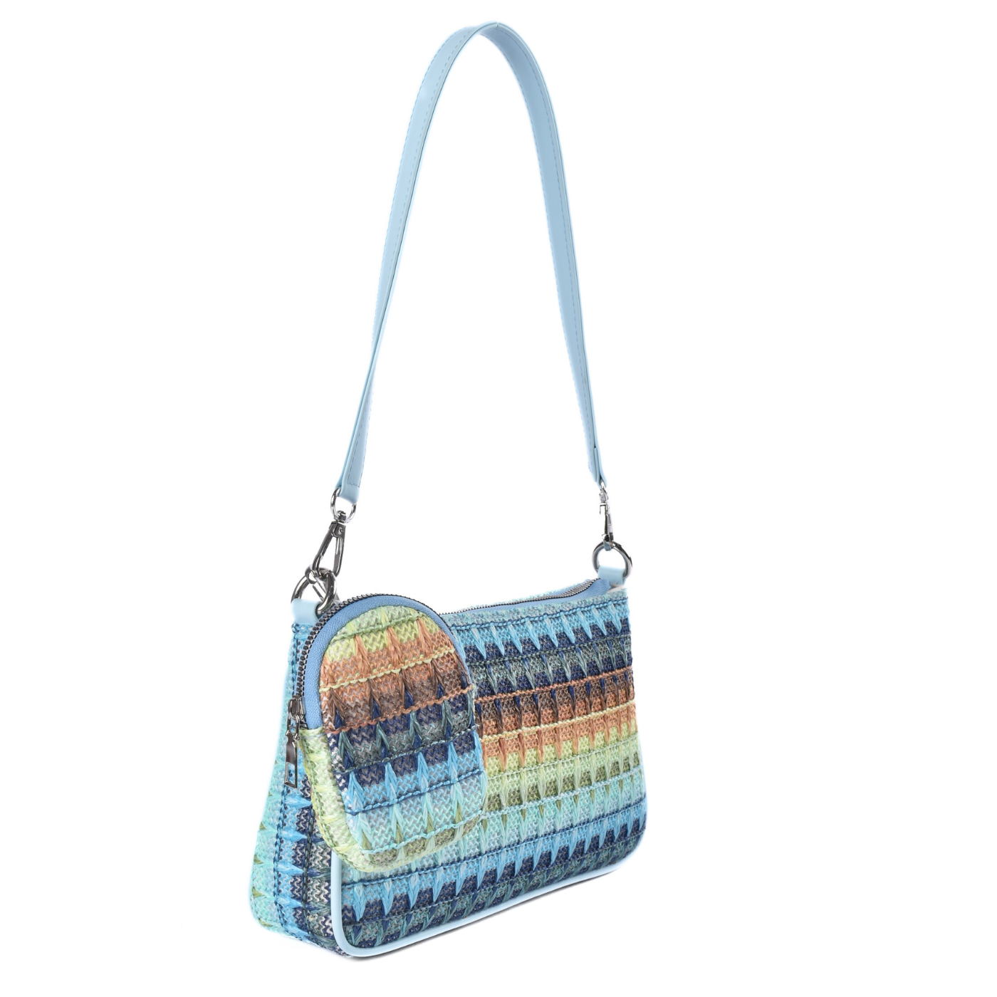 Colorful Woven Shoulder Bag With Mini Pouch Melouk