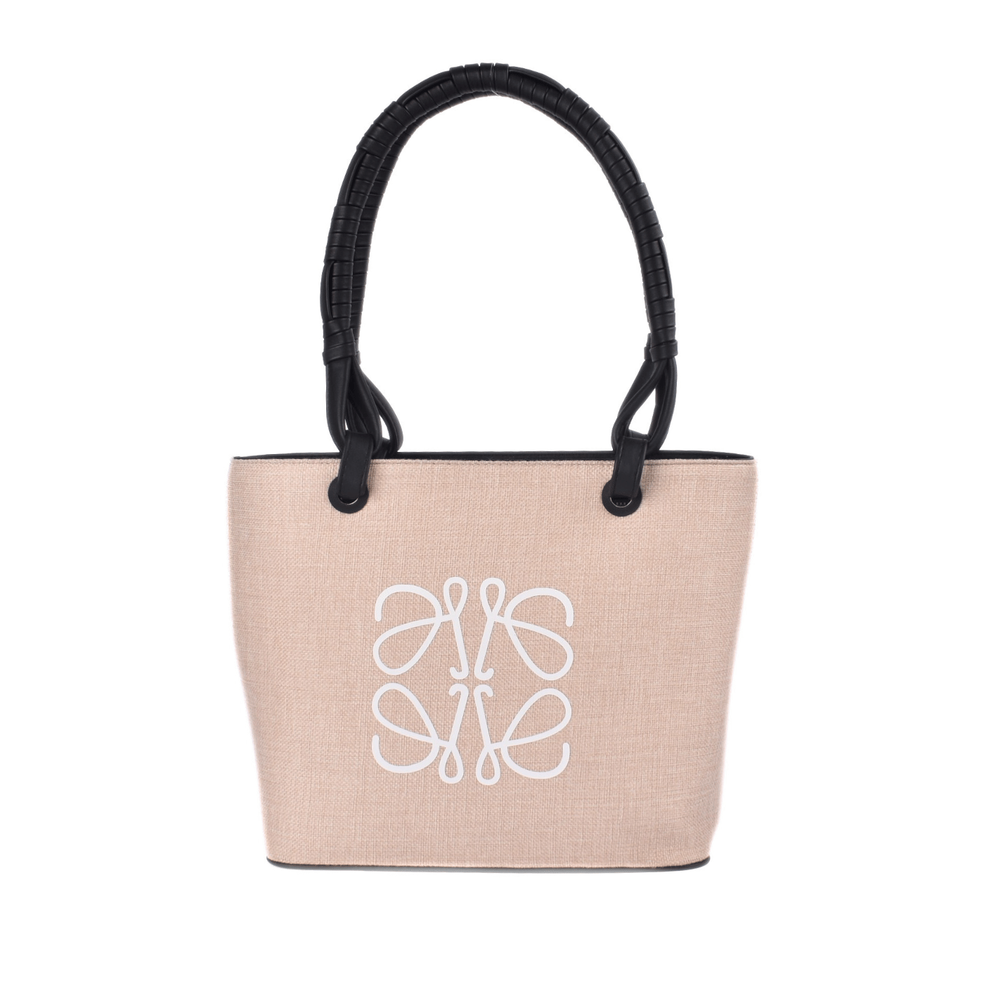 Embroidered Canvas Shoulder Bag – Neutral Tones Black Melouk