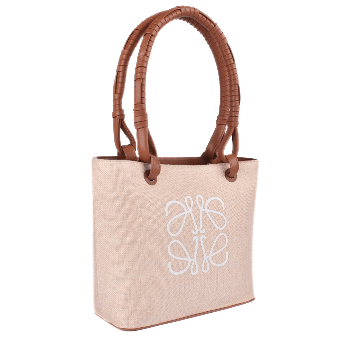 Embroidered Canvas Shoulder Bag – Neutral Tones Melouk
