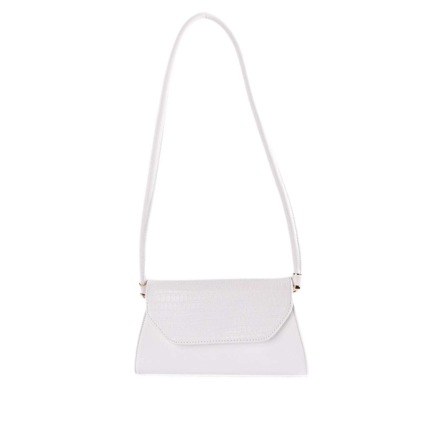 Spacious Faux Croc Leather Shopper White Melouk