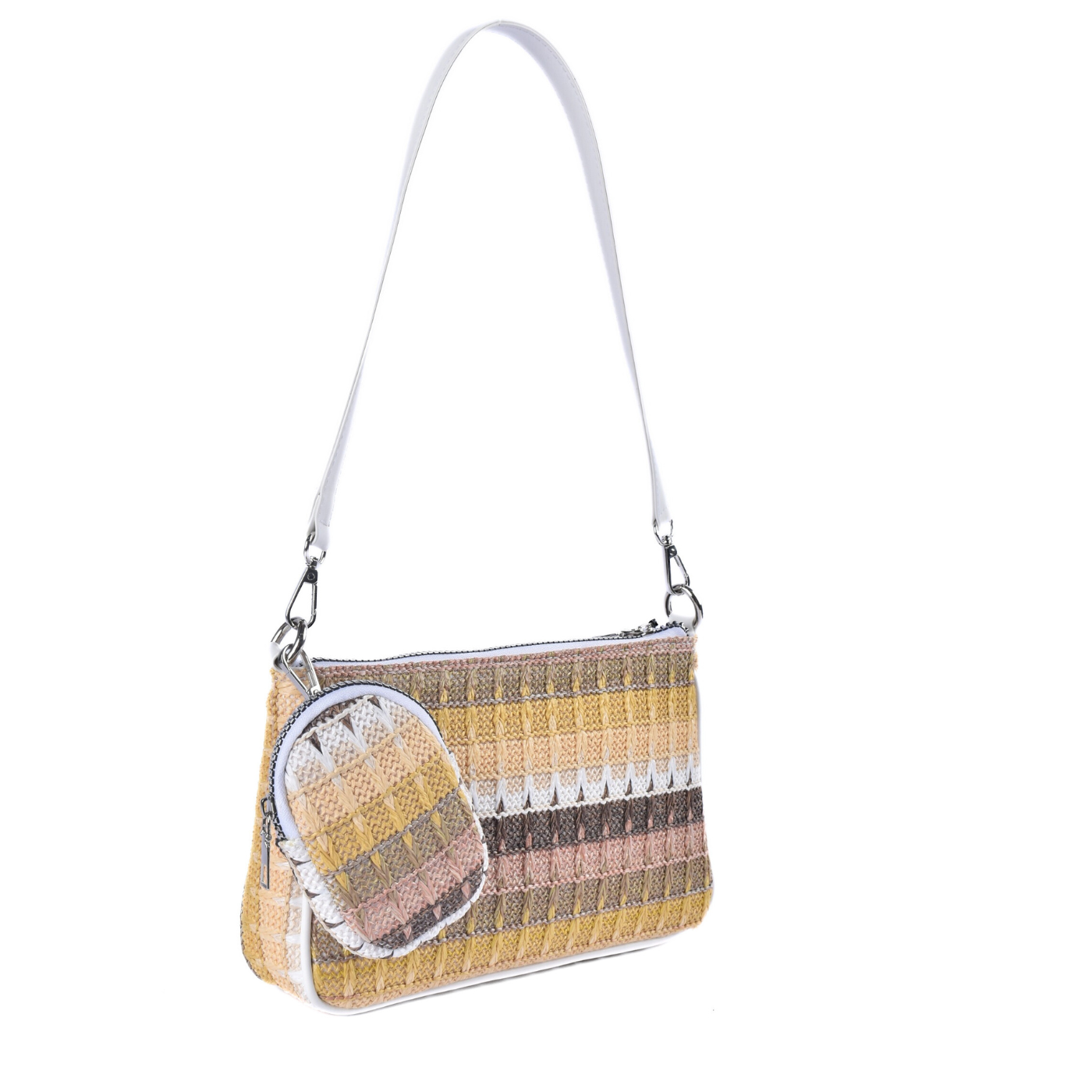 Colorful Woven Shoulder Bag With Mini Pouch Melouk
