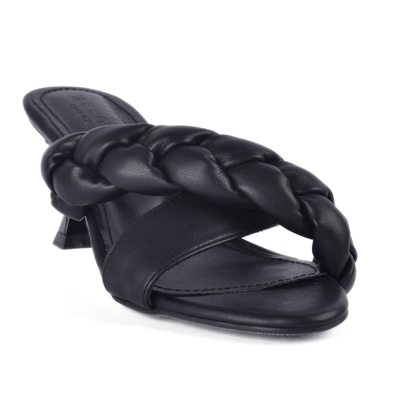 Braided Heeled Slipper Black Melouk