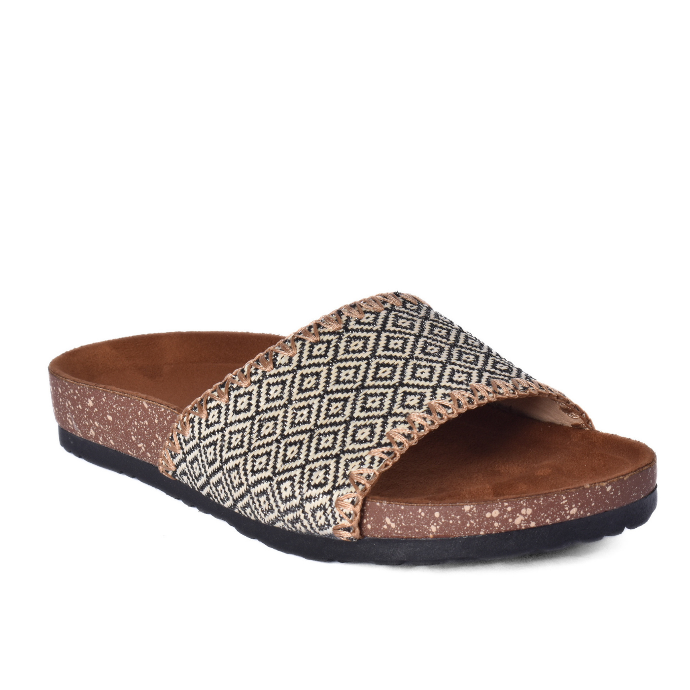 Casual Women Slip On Sandal Double Strap Style Black