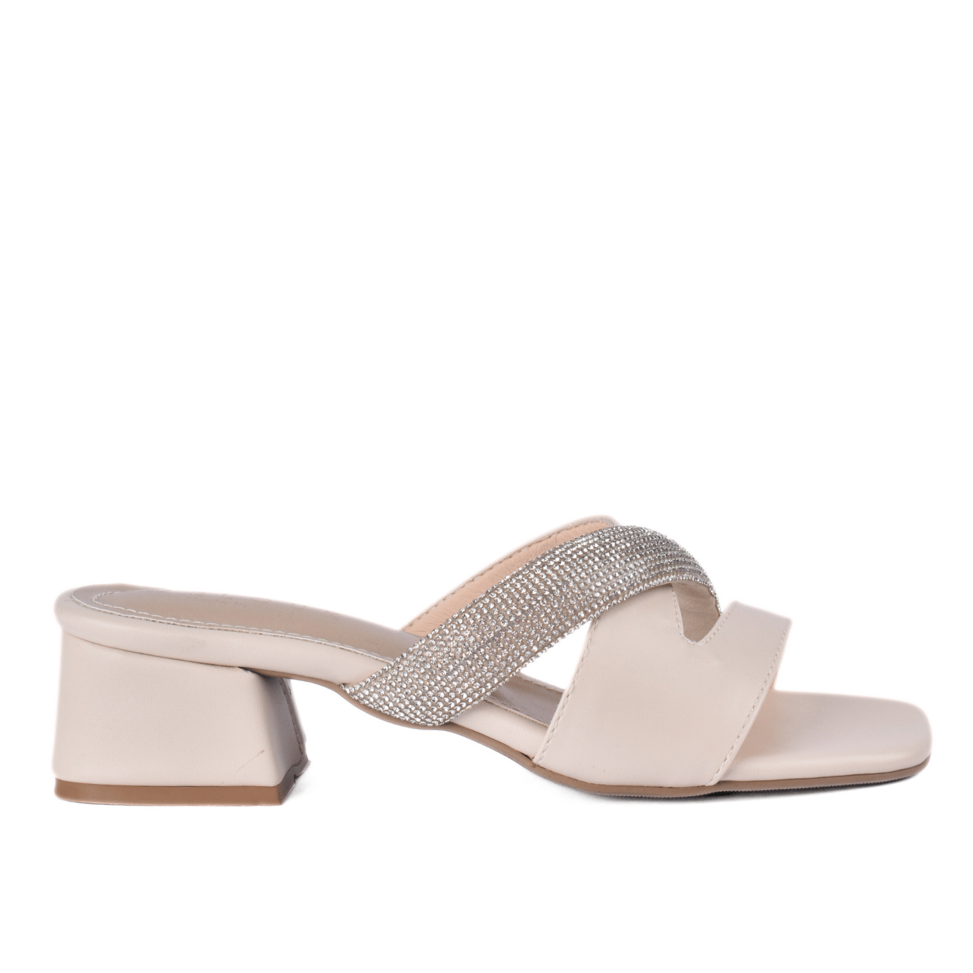 Block Heel Sandal with Rhinestone Strap Melouk