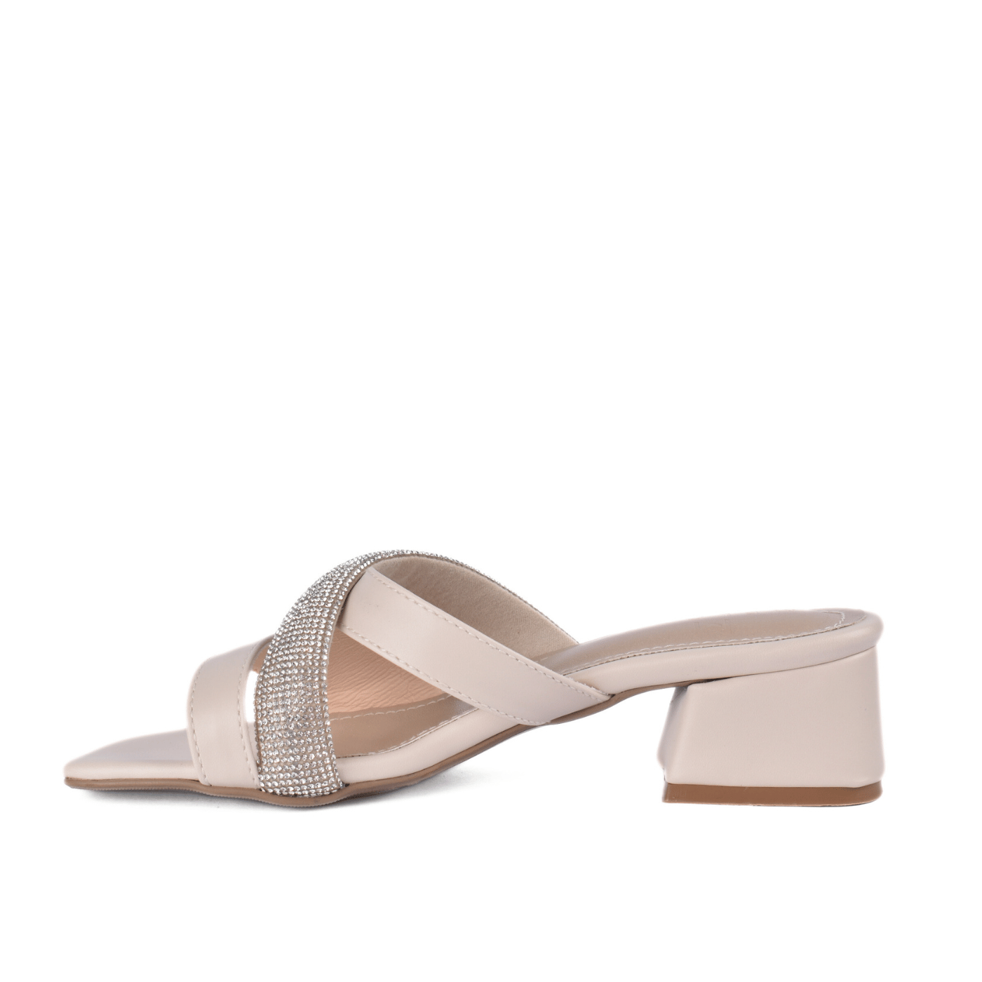 Block Heel Sandal with Rhinestone Strap Melouk