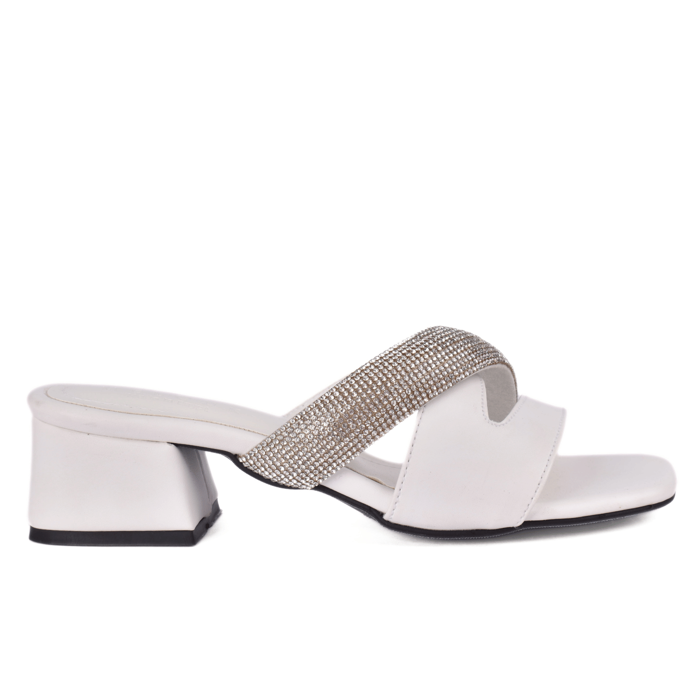 Block Heel Sandal with Rhinestone Strap Melouk
