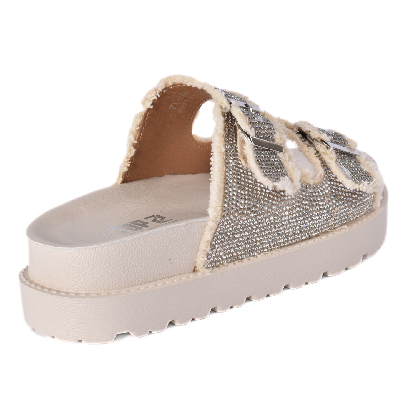 Women’s Studded Slide Sandal Double Buckle Design