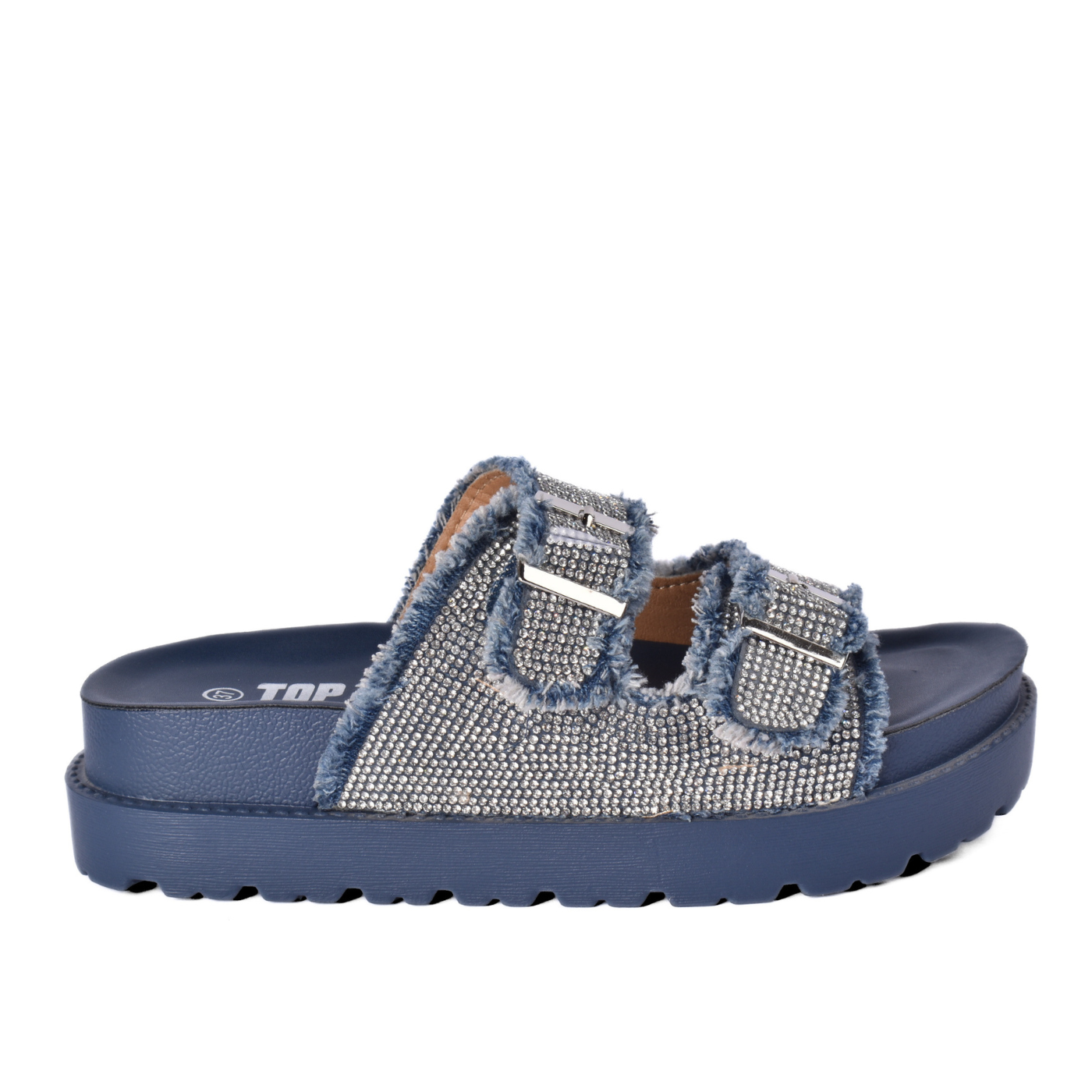 Women’s Studded Slide Sandal Double Buckle Design