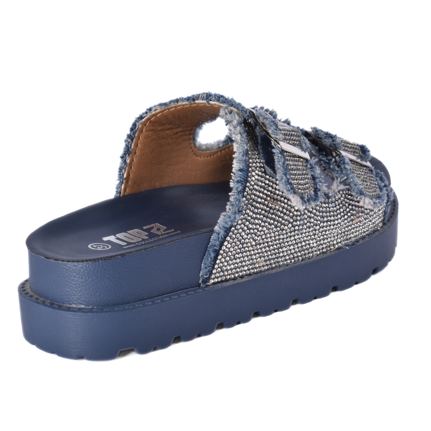 Women’s Studded Slide Sandal Double Buckle Design