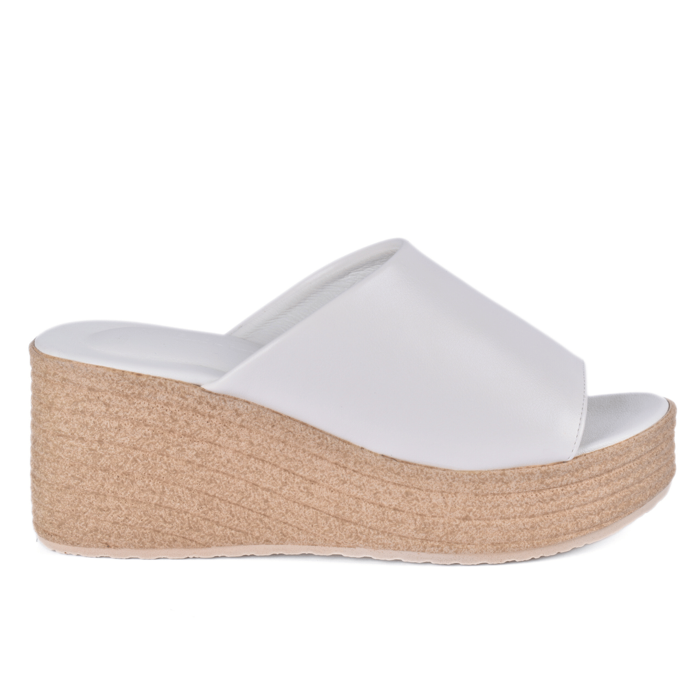 Trendy Black Leather Look Wedge Mules Melouk