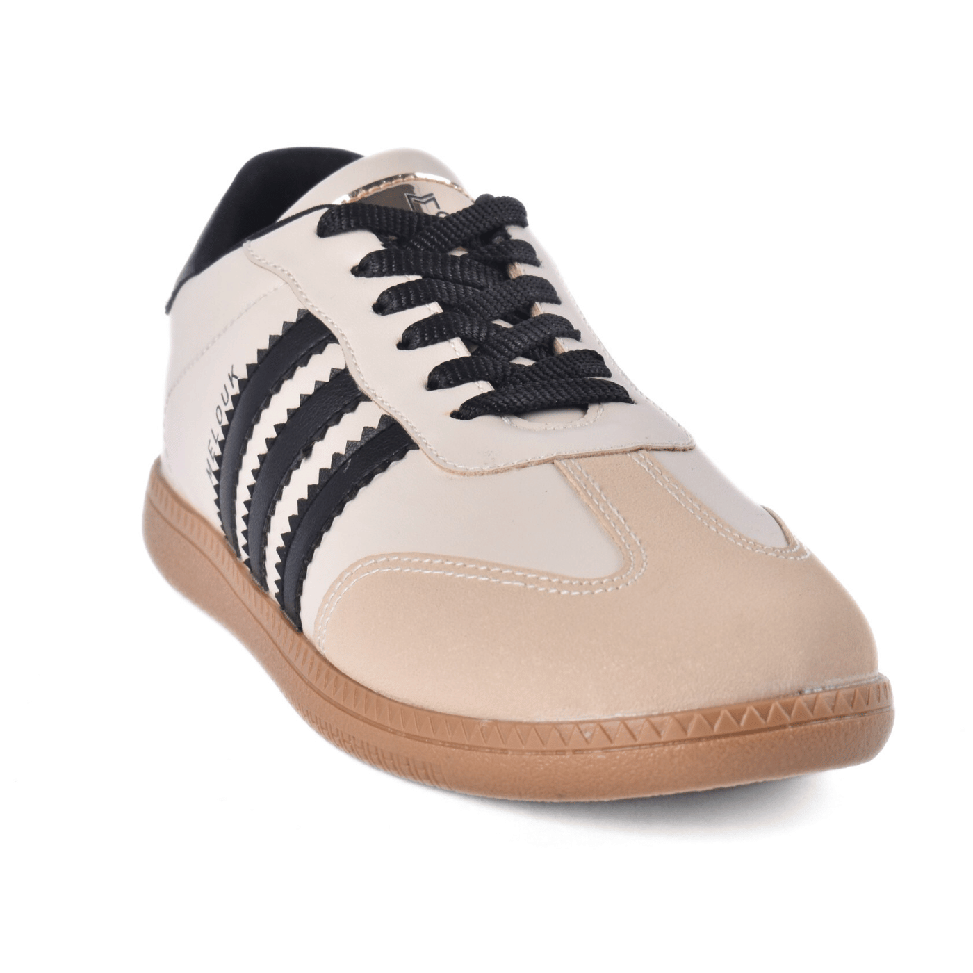 Casual Sneakers with Black Stripes with details Beige Melouk