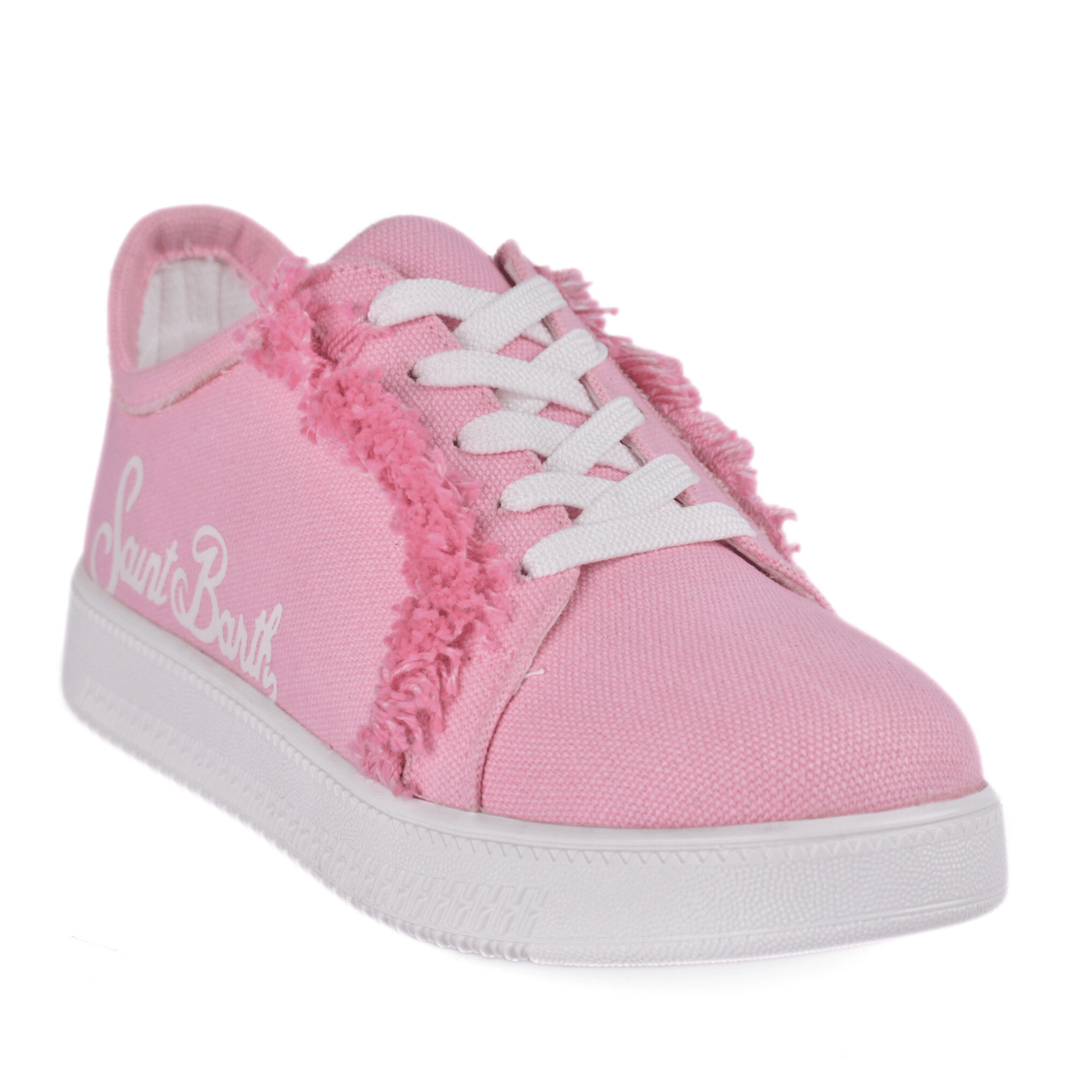 Trendy Frayed Edge Canvas Trainers Light pink Melouk