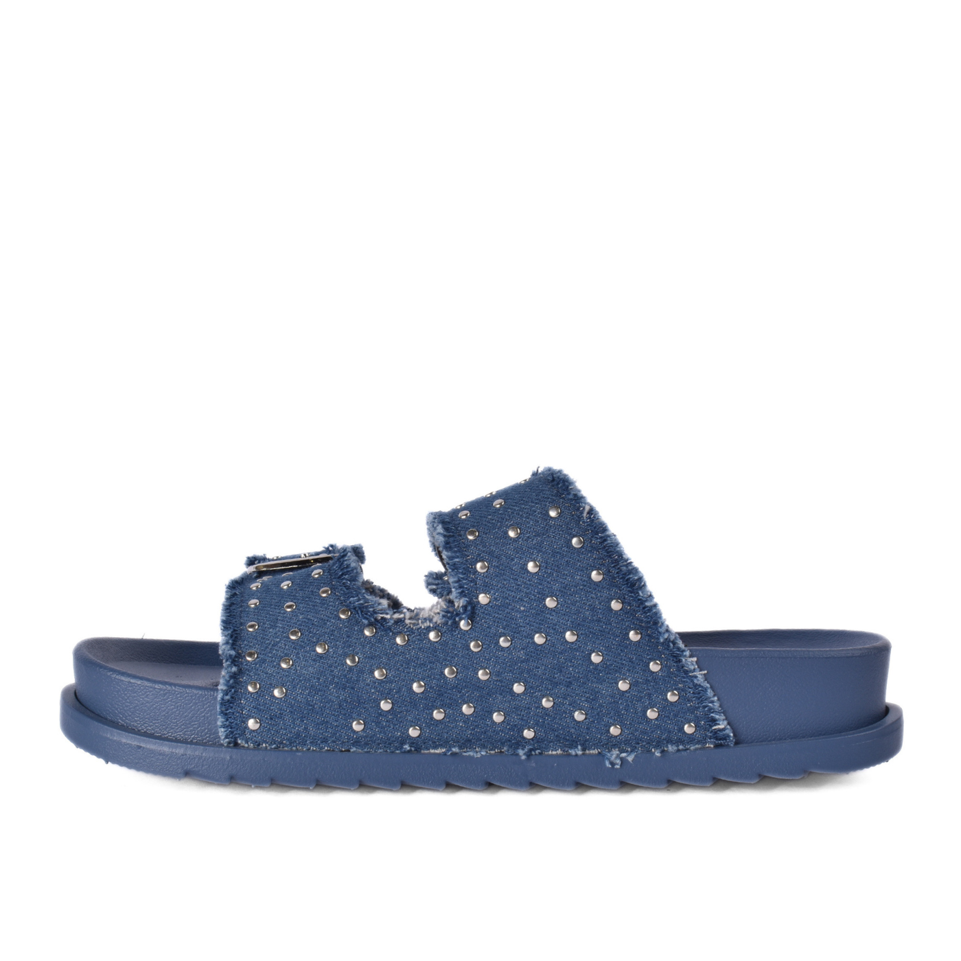 Modern Double Strap Slide Sandal Studded Look