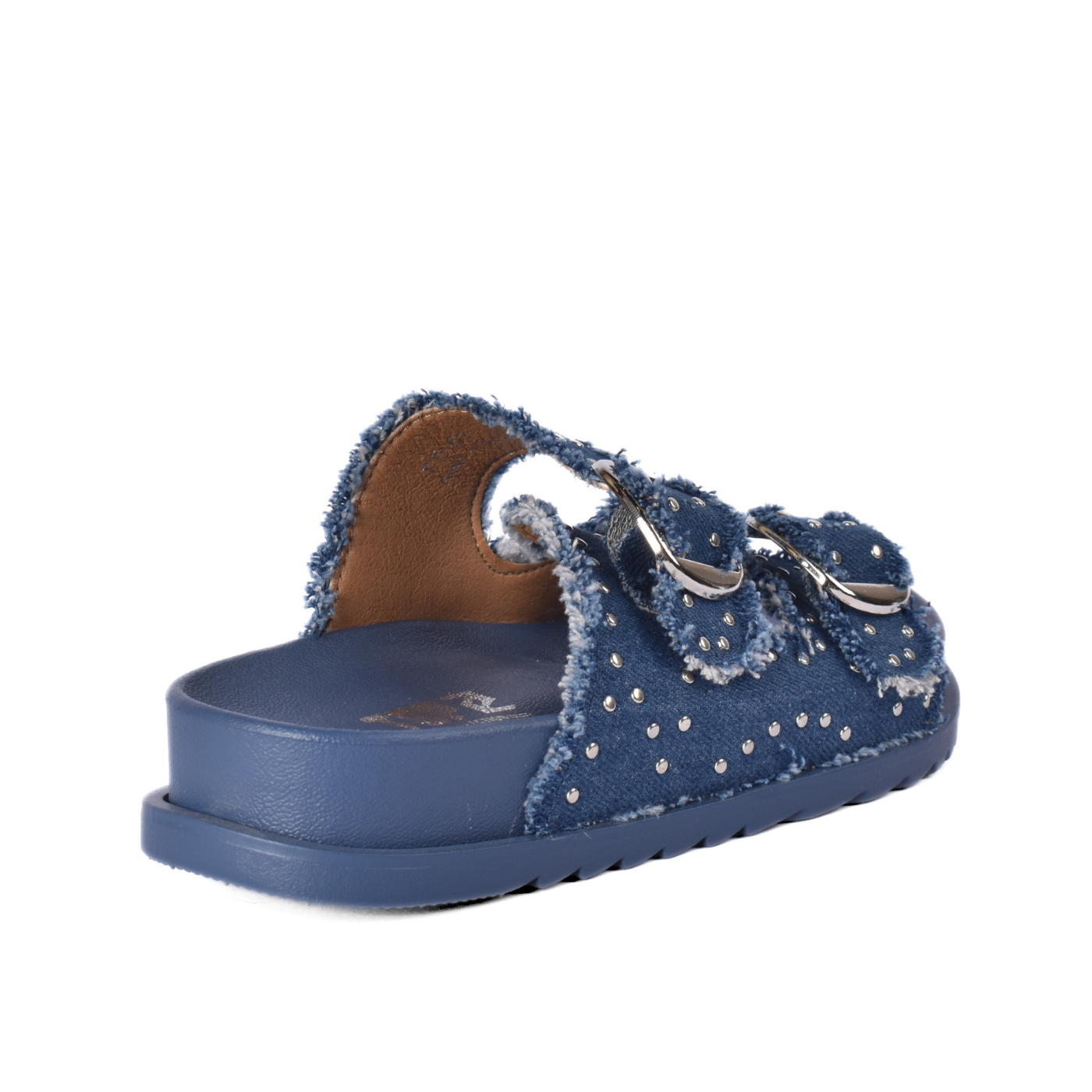 Modern Double Strap Slide Sandal Studded Look