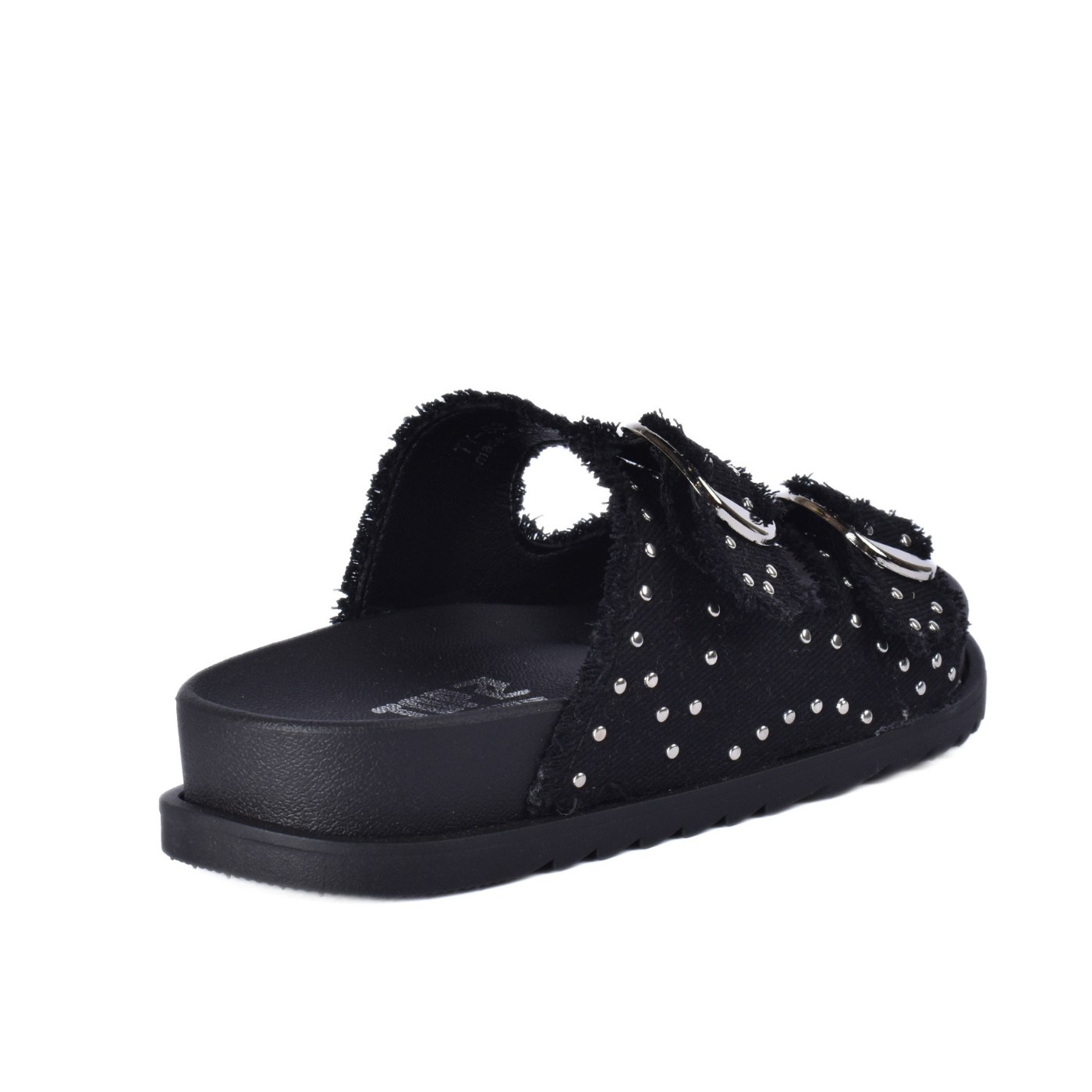 Modern Double Strap Slide Sandal Studded Look
