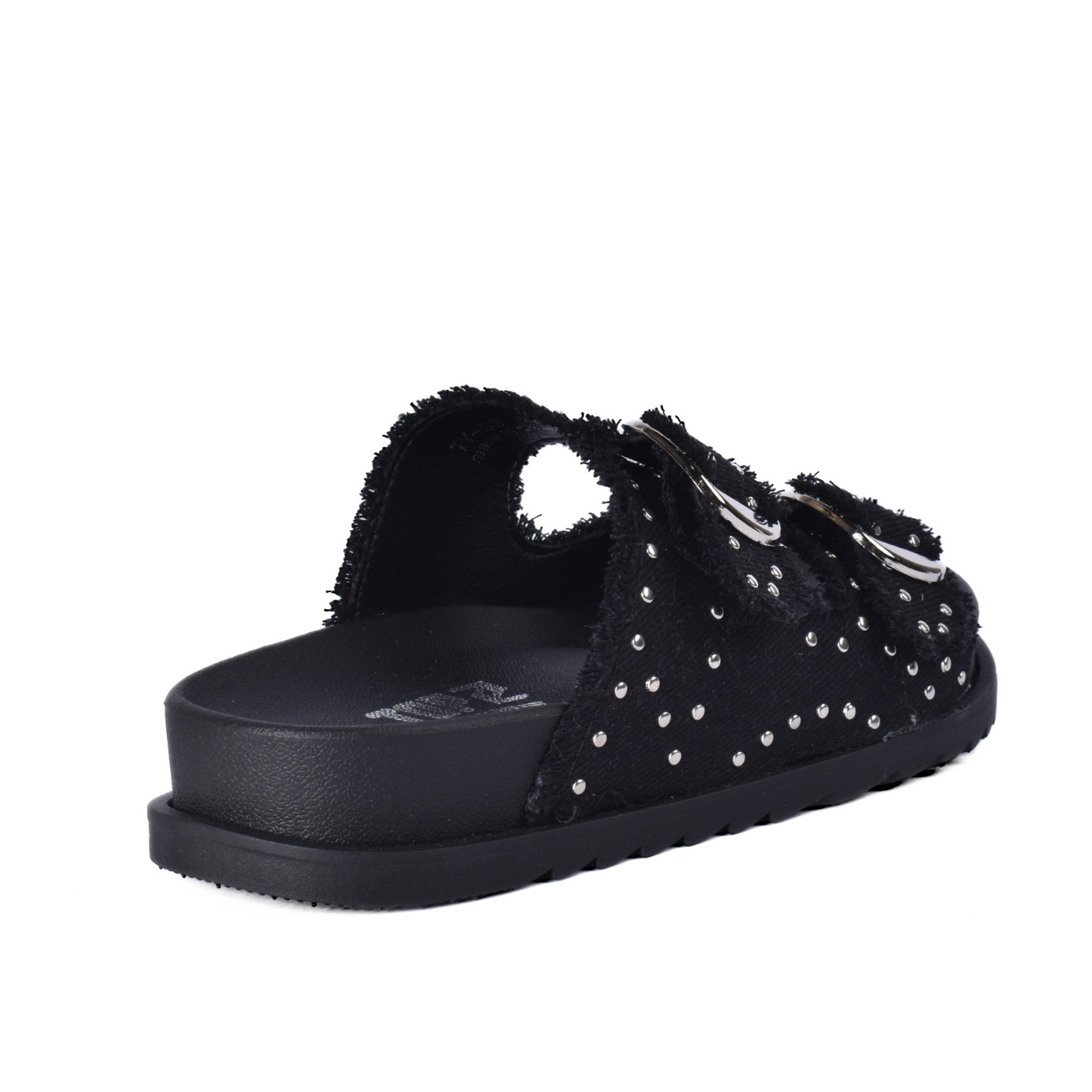 Modern Double Strap Slide Sandal Studded Look