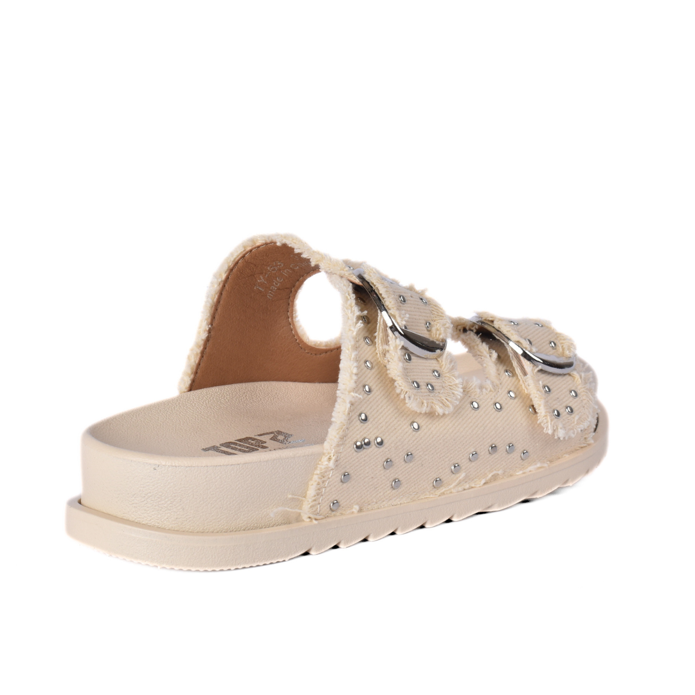 Modern Double Strap Slide Sandal Studded Look