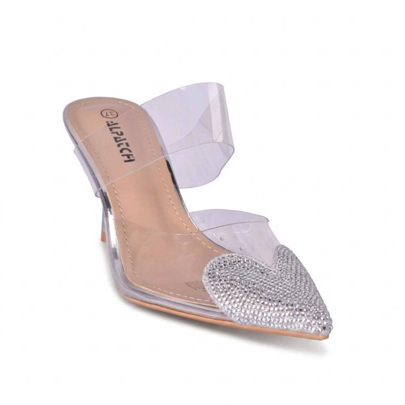 Women’s Transparent Heel Slippers Silver