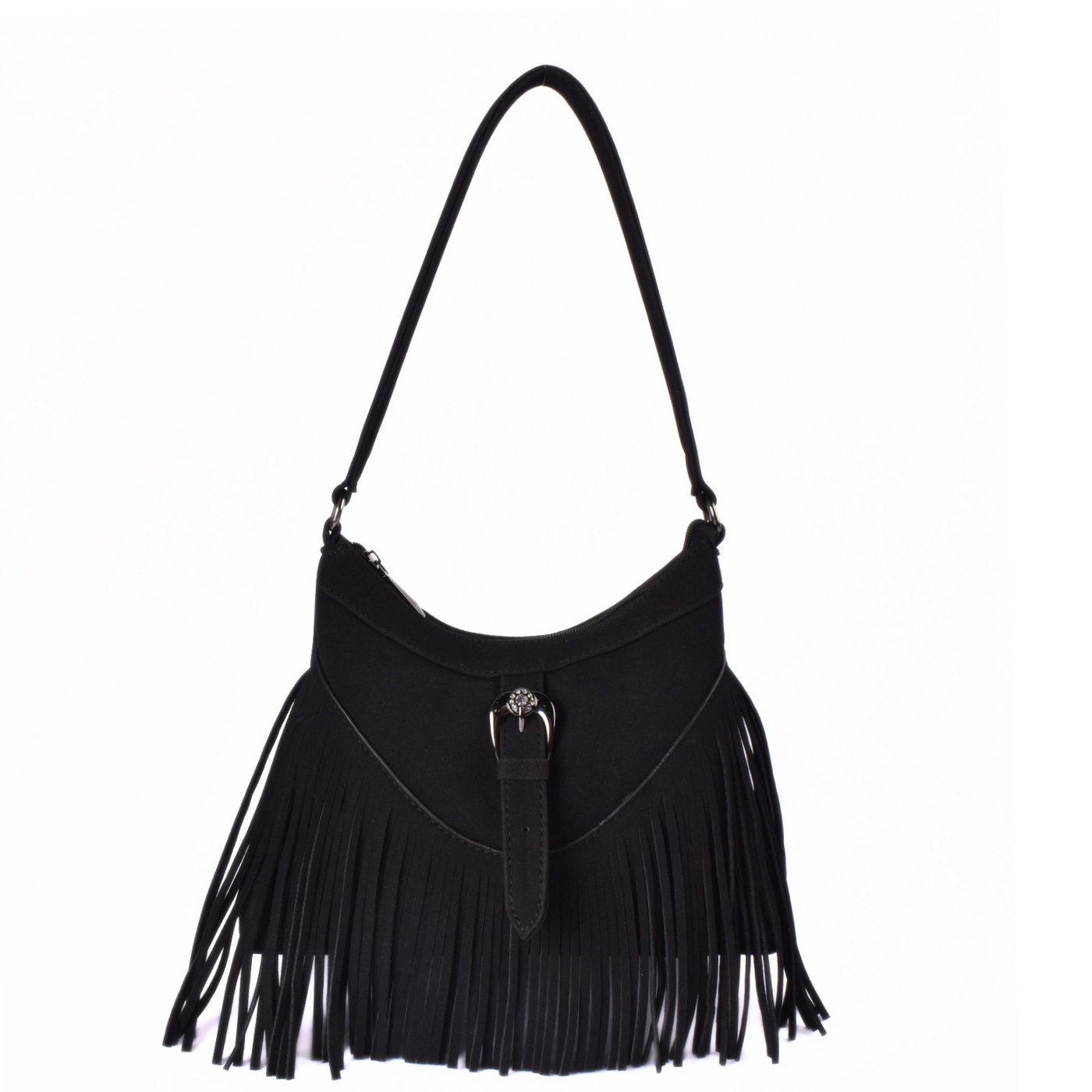 Fashion Hobo Bag with Long Tassels Black