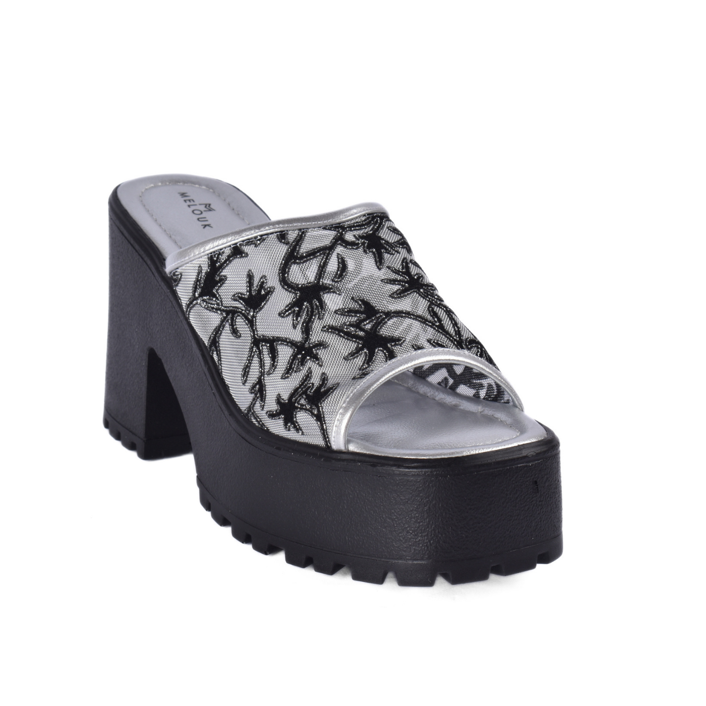 High Heel Slipper Silver