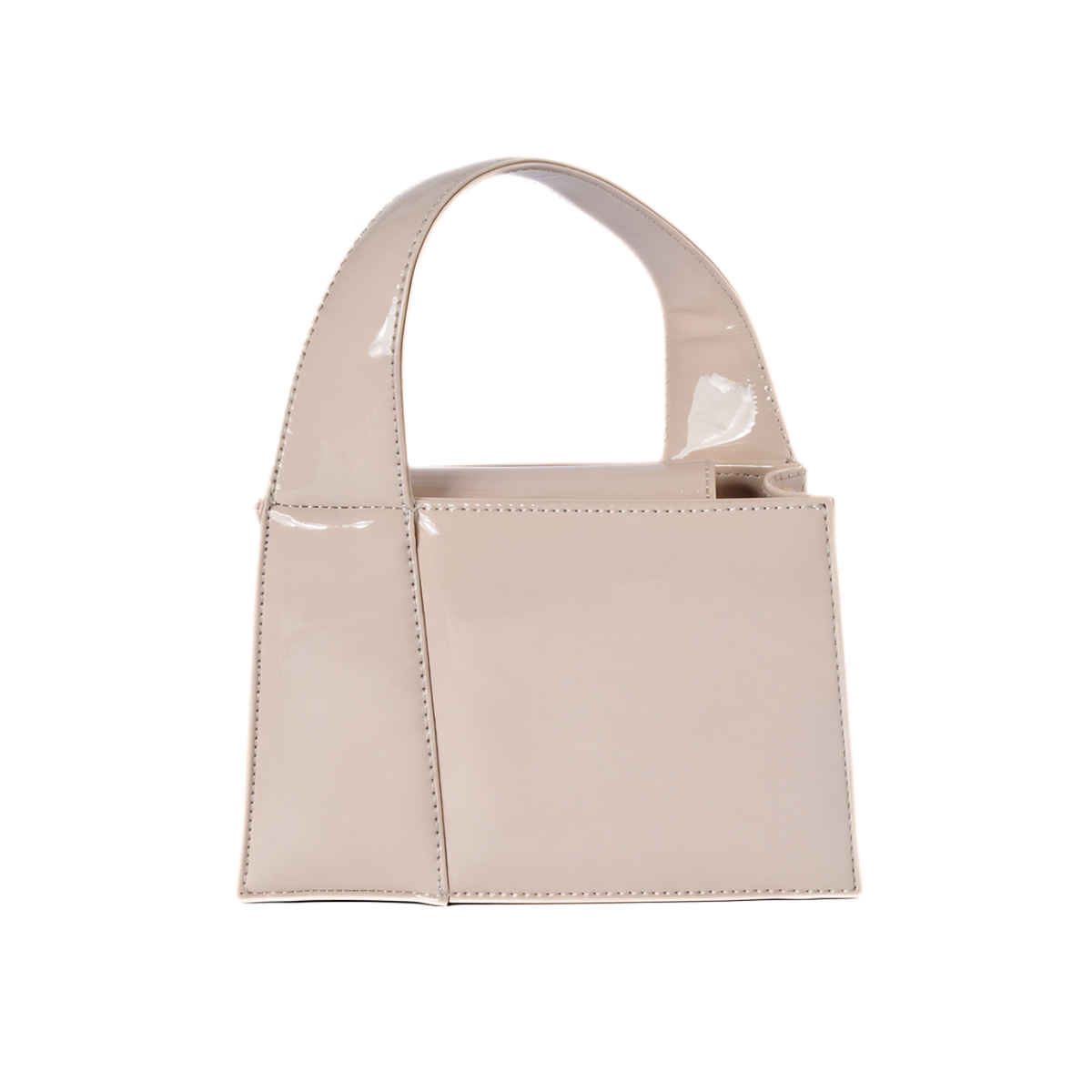 Glossy Statement Cross Body Bag Beige