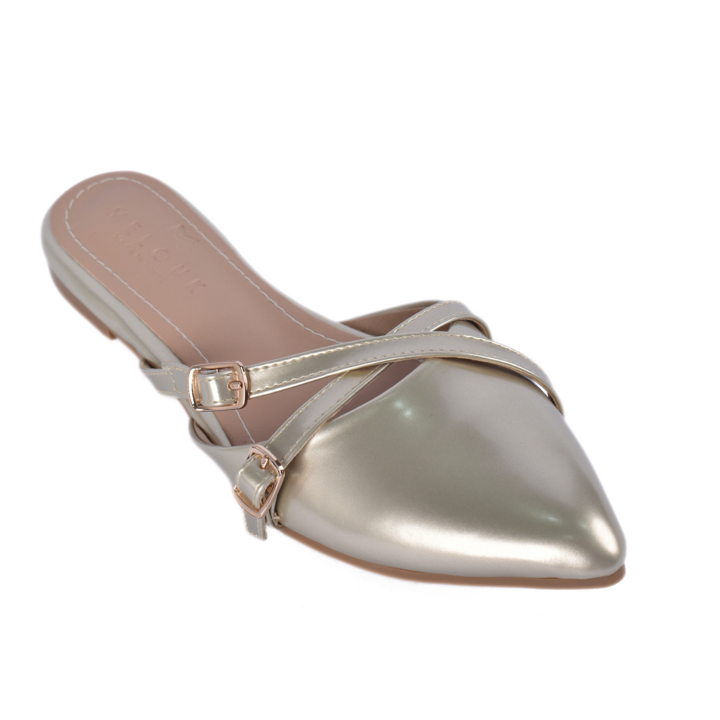 Women’s Pointed Toe Strap Mule Flats