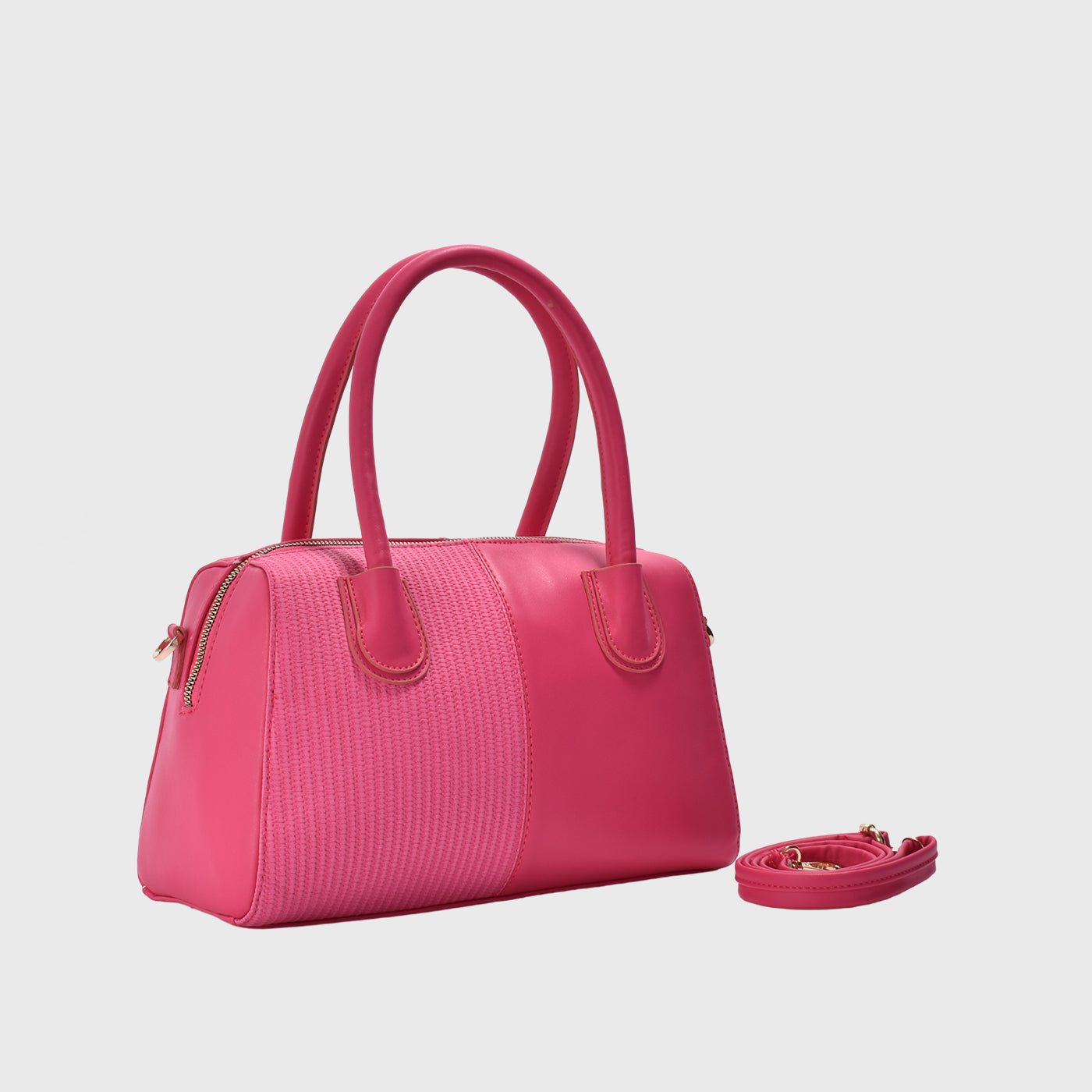 Fuchsia Embossed Leather Handbag