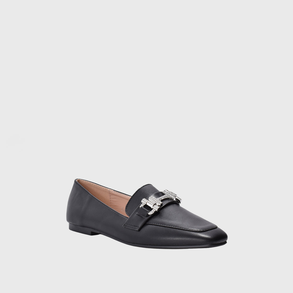 Sqaured Toecap Slip-On Loafers Black