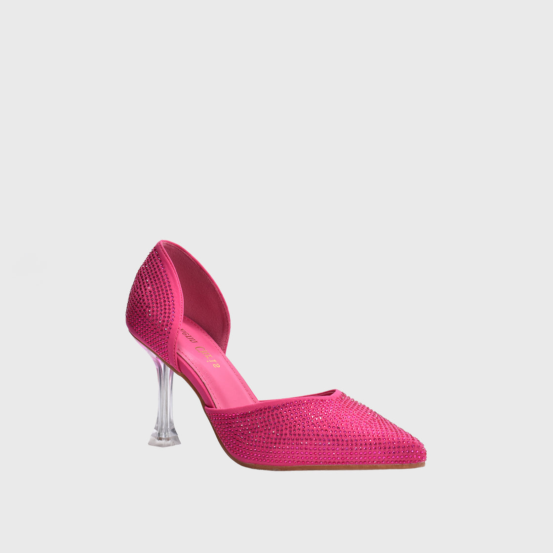 Strass Pointed High Heels Pumps Fuchsia