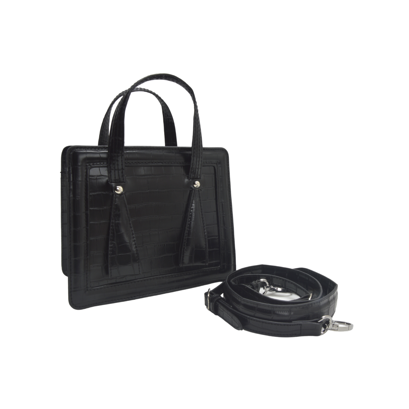 Black Leather Mini Cross Body Bag - Melouk