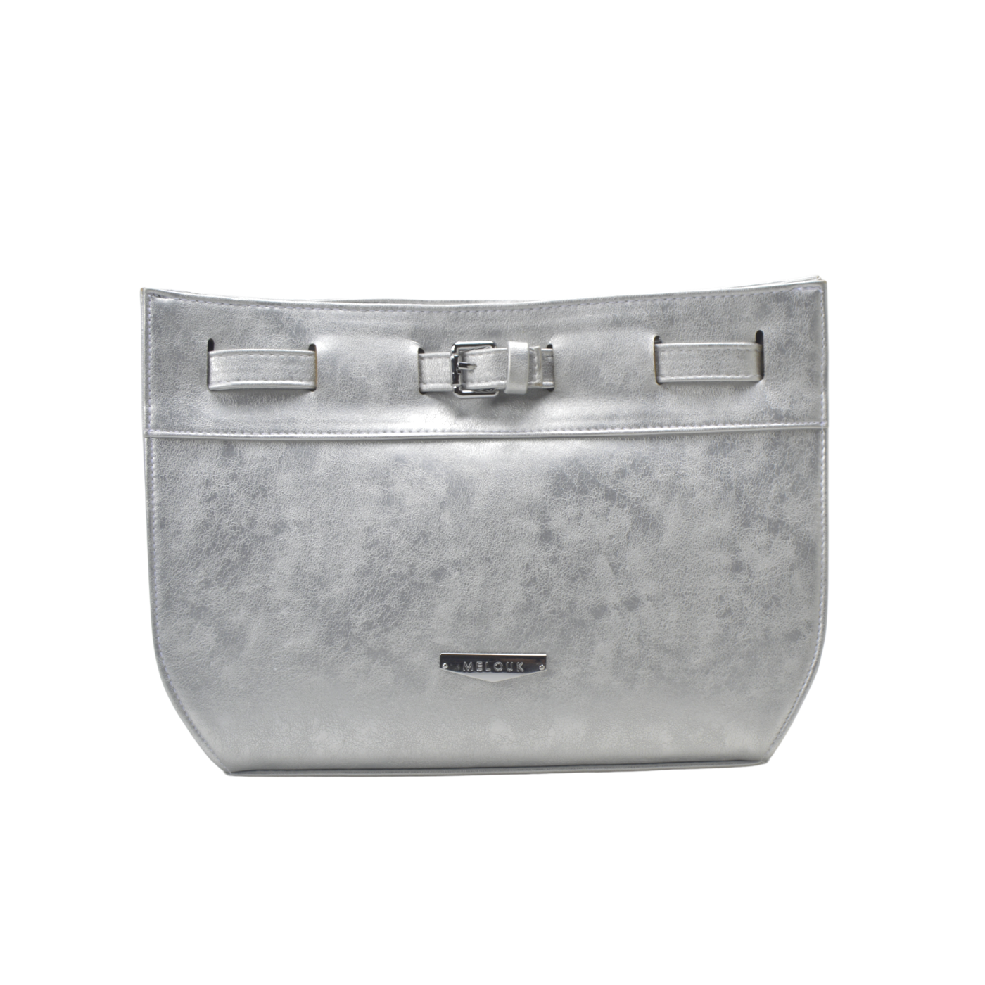 Silver Basic Leather Shoulder Bag