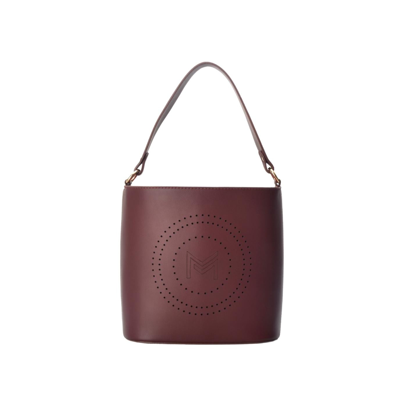 Maroon Leather Hand Bag with Handle
