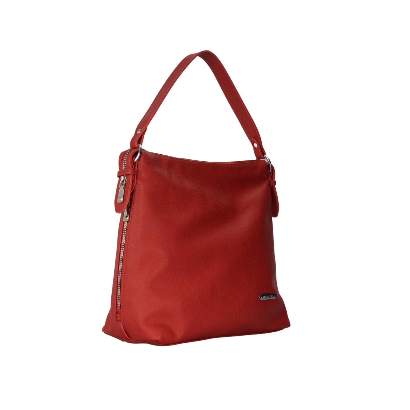 Red Basic Shoulder Bag with Zipper