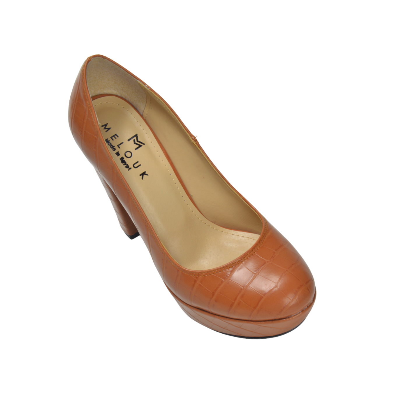 Elegant Leather High Heels Shoe Camel - Melouk