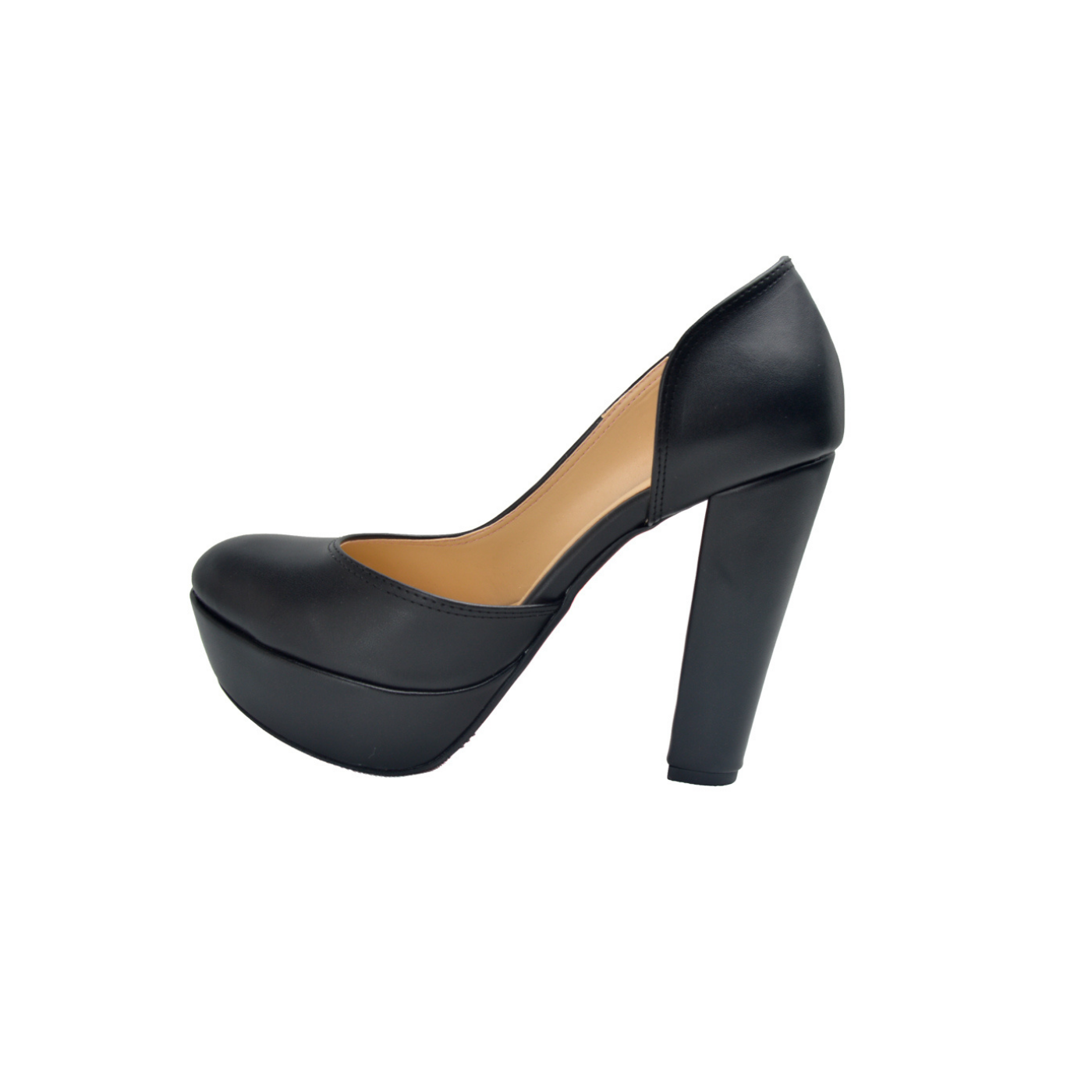Black Elegant Leather High Heels Shoe