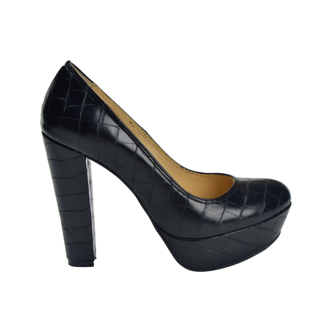 Elegant Leather High Heels Shoe Black - Melouk