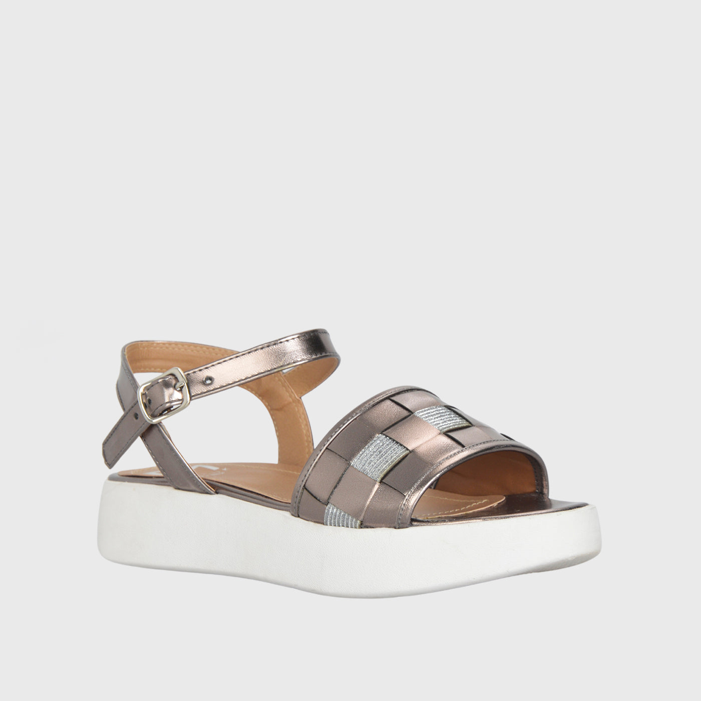 Embossed Leather Wedge Sandal Coral