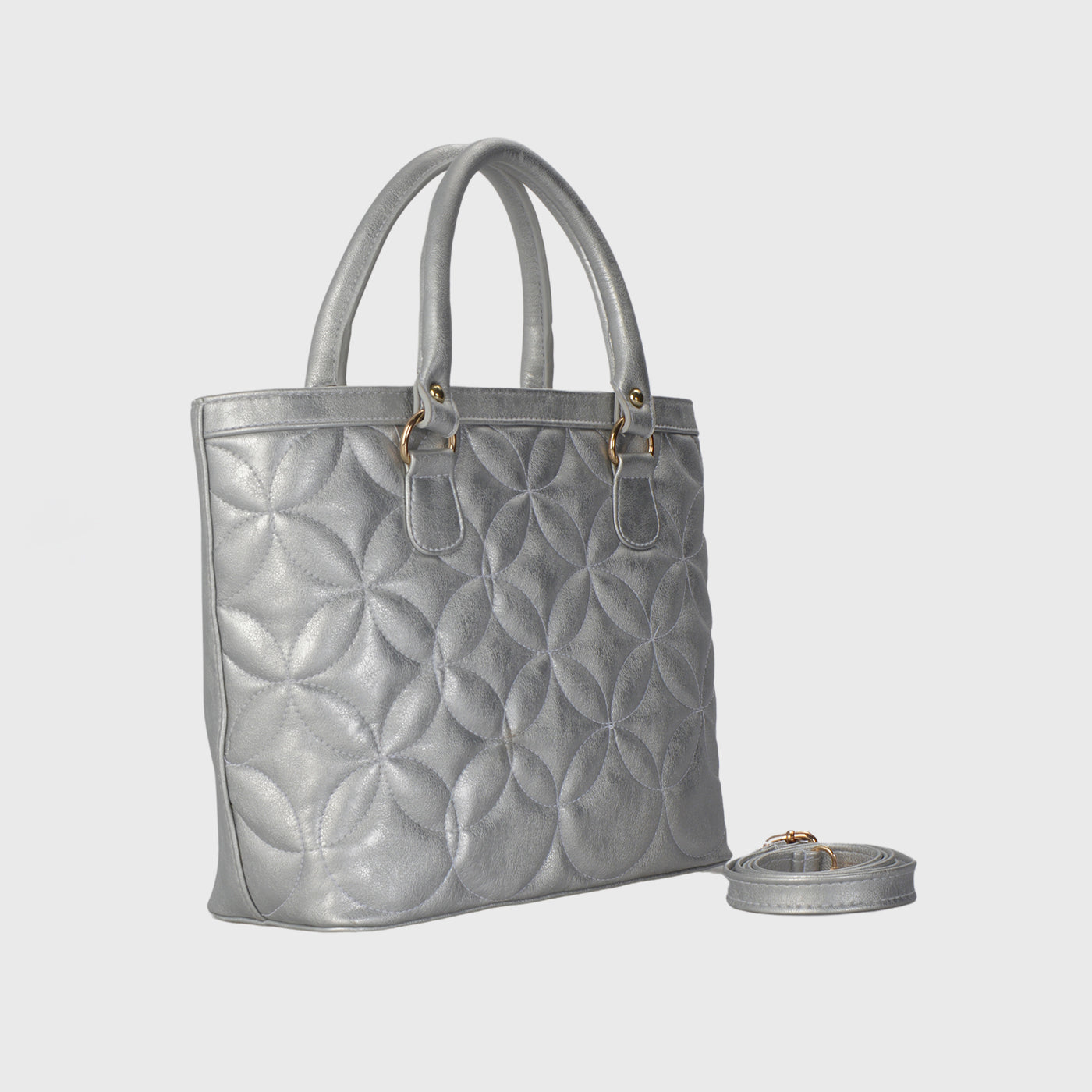Silver Classic Leather Handbag