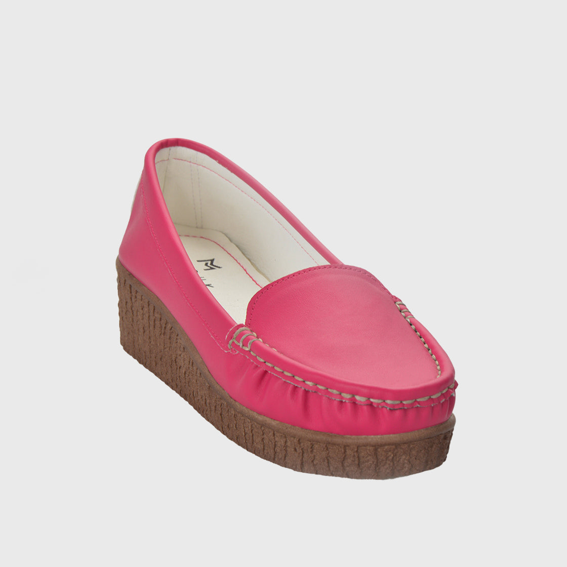 Fuchsia Leather Basic Slip On Shoe