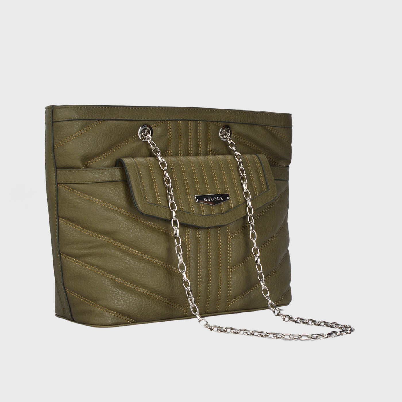 Basic Olive Leather Shoulder Bag