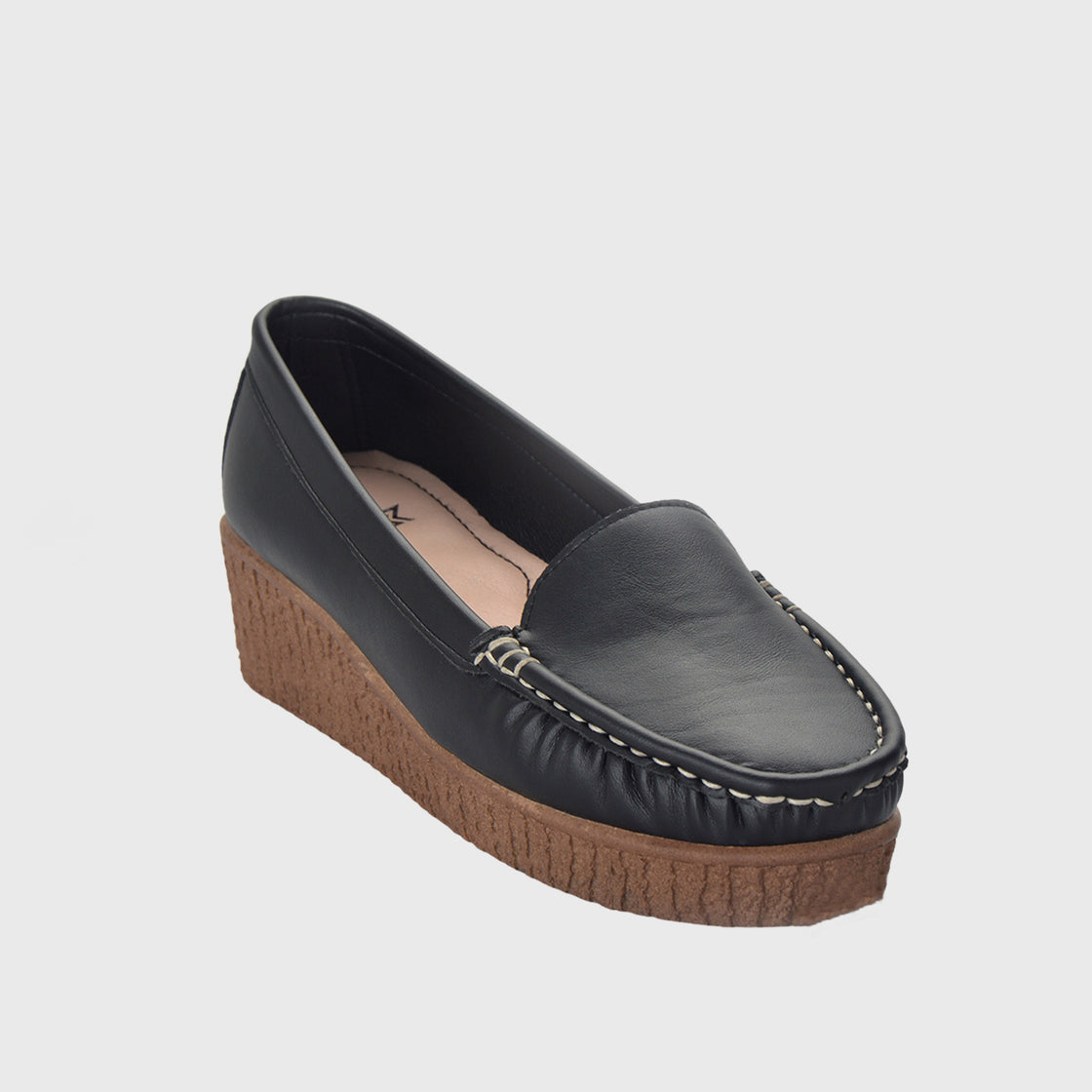 Black Leather Basic Slip On Shoe