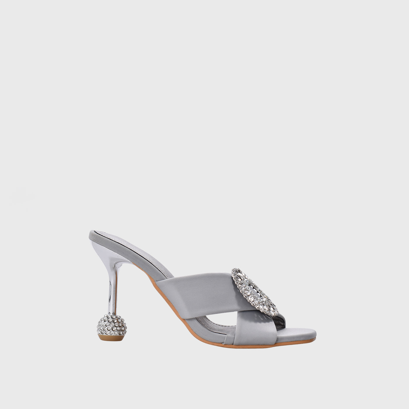 Silver Leather Heel Slipper with Studs