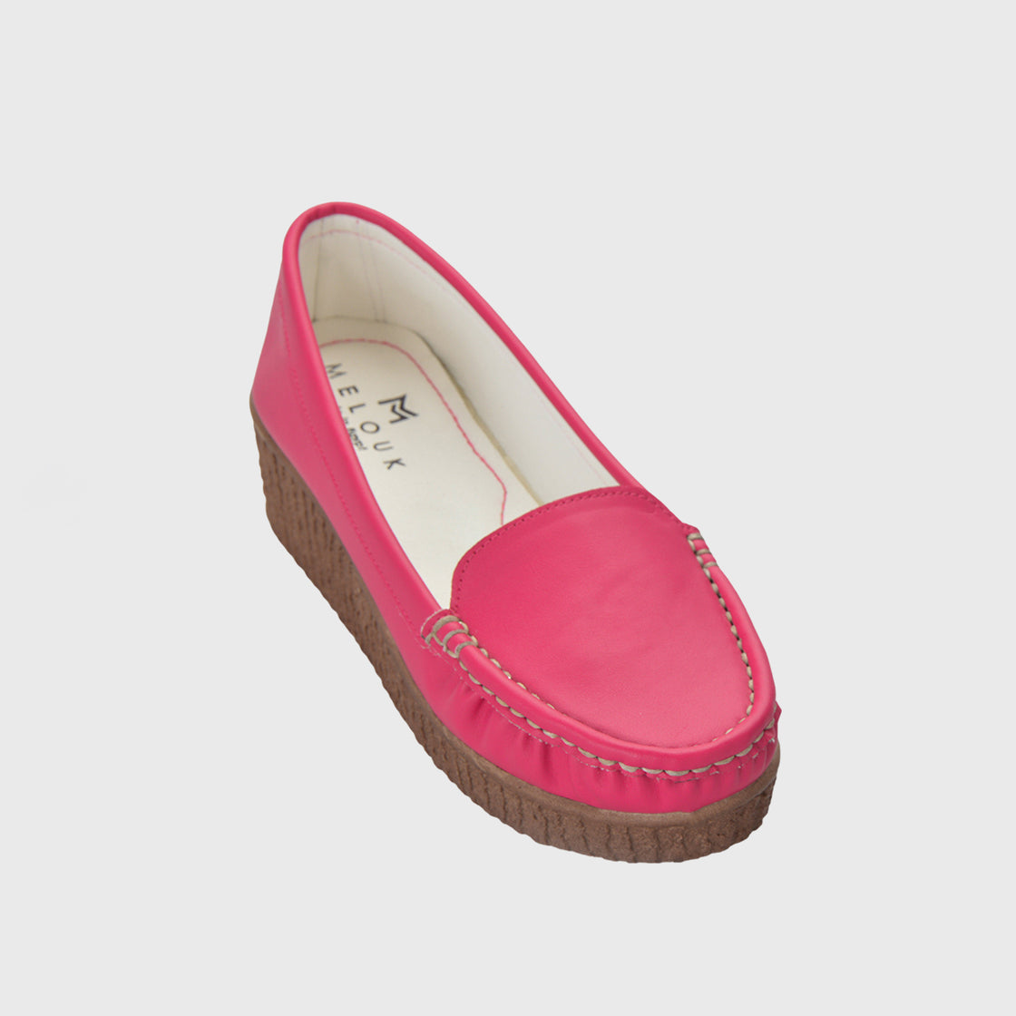 Fuchsia Leather Basic Slip On Shoe