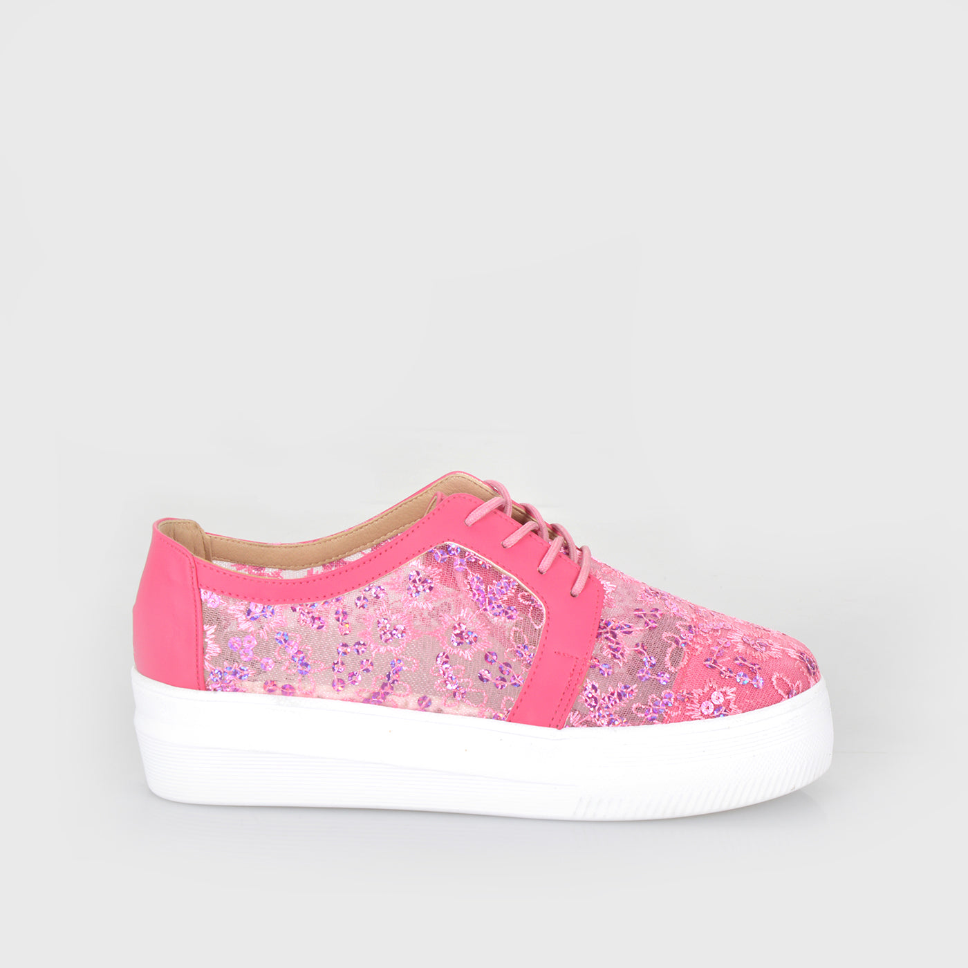Pink Leather Sneaker with Details