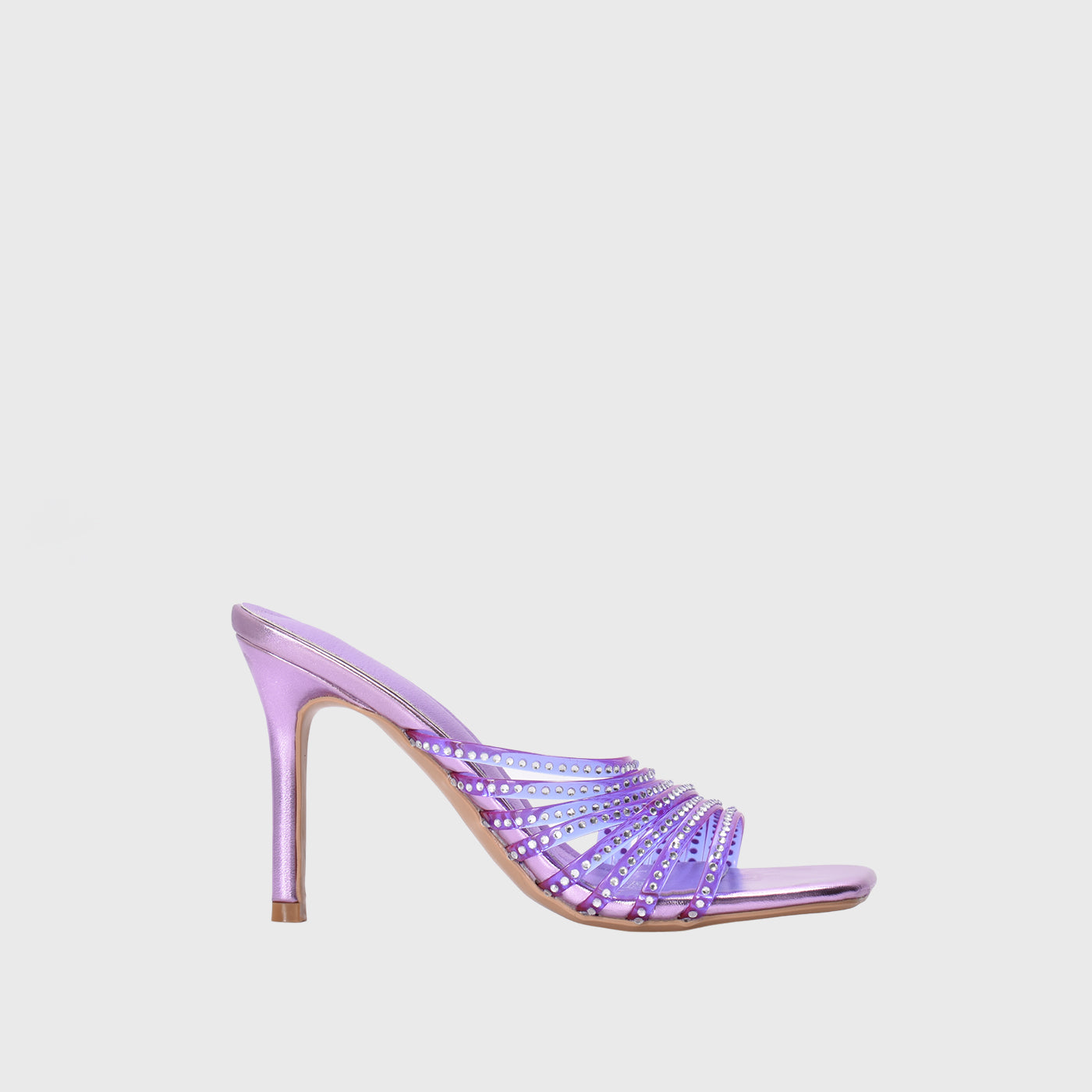 Vinyl Straps Sandal With Stones Purple