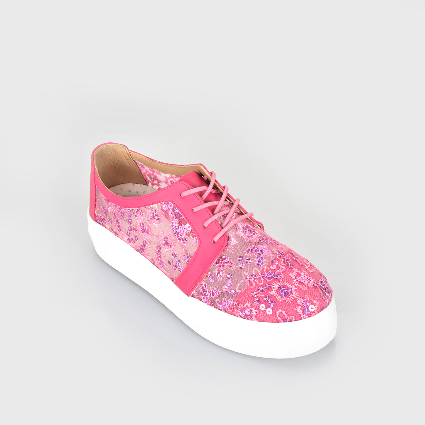 Pink Leather Sneaker with Details