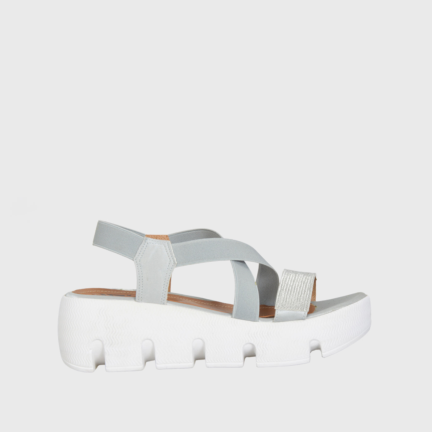 Silver Sandals with Cross Strap