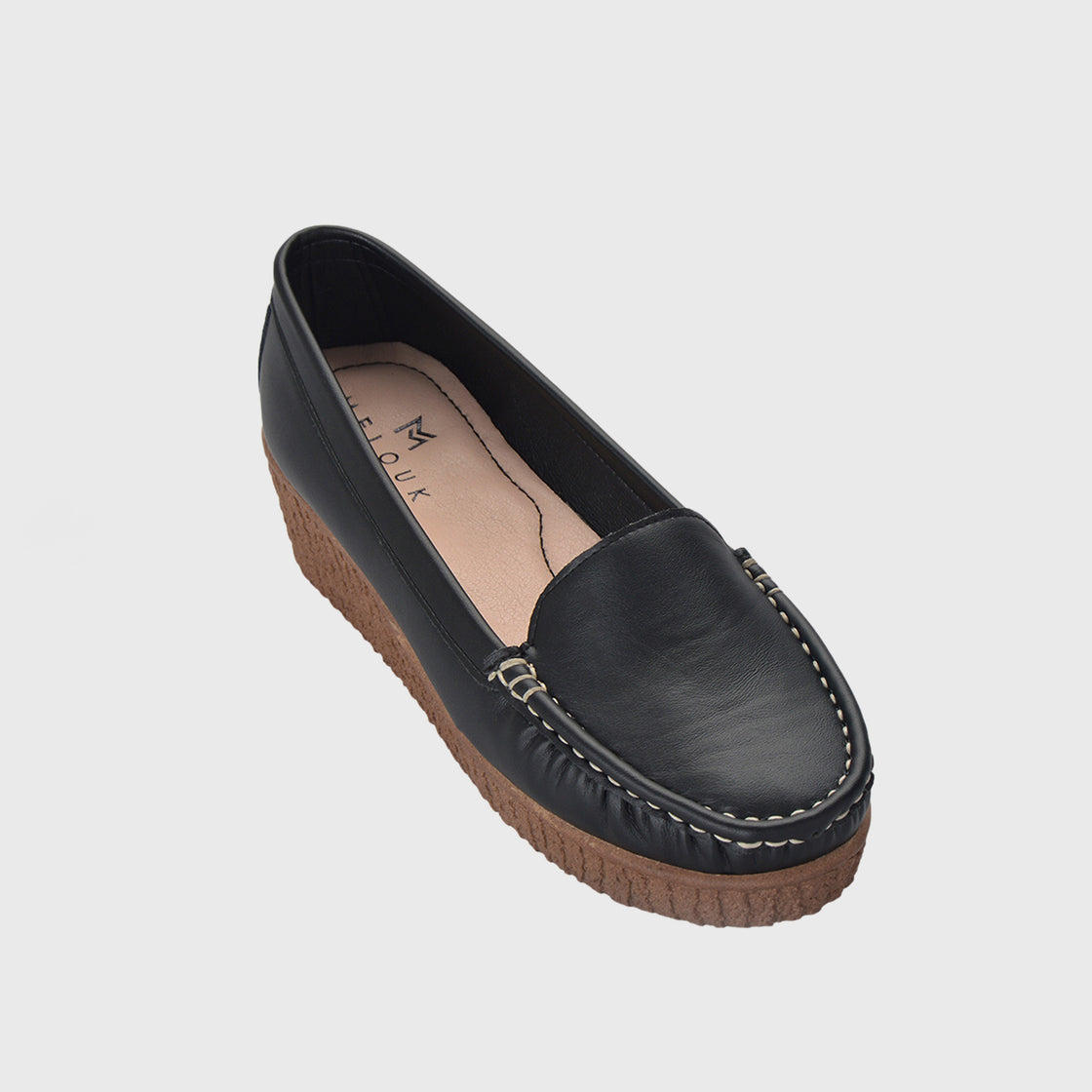 Black Leather Basic Slip On Shoe