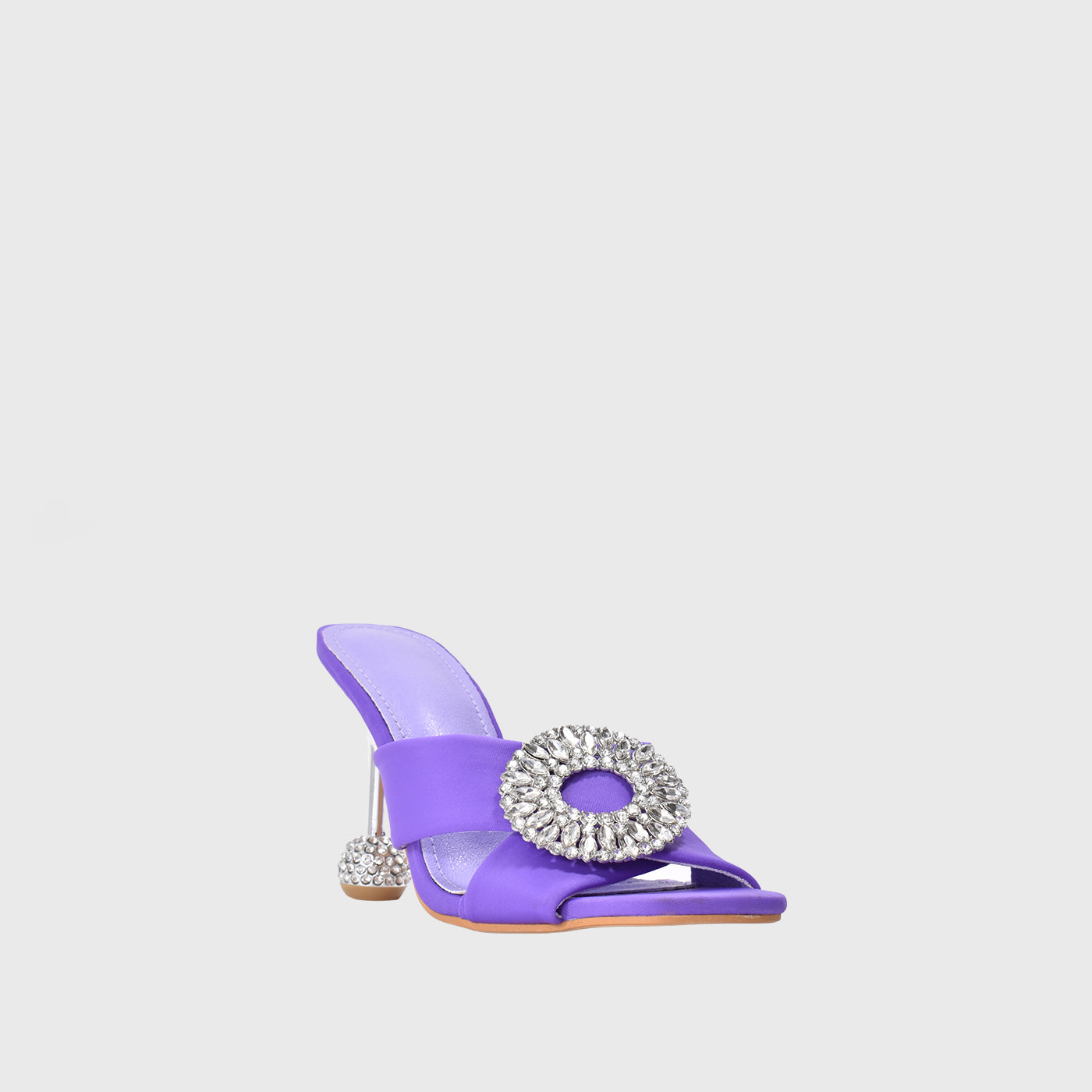 Purple Leather Heel Slipper with Studs