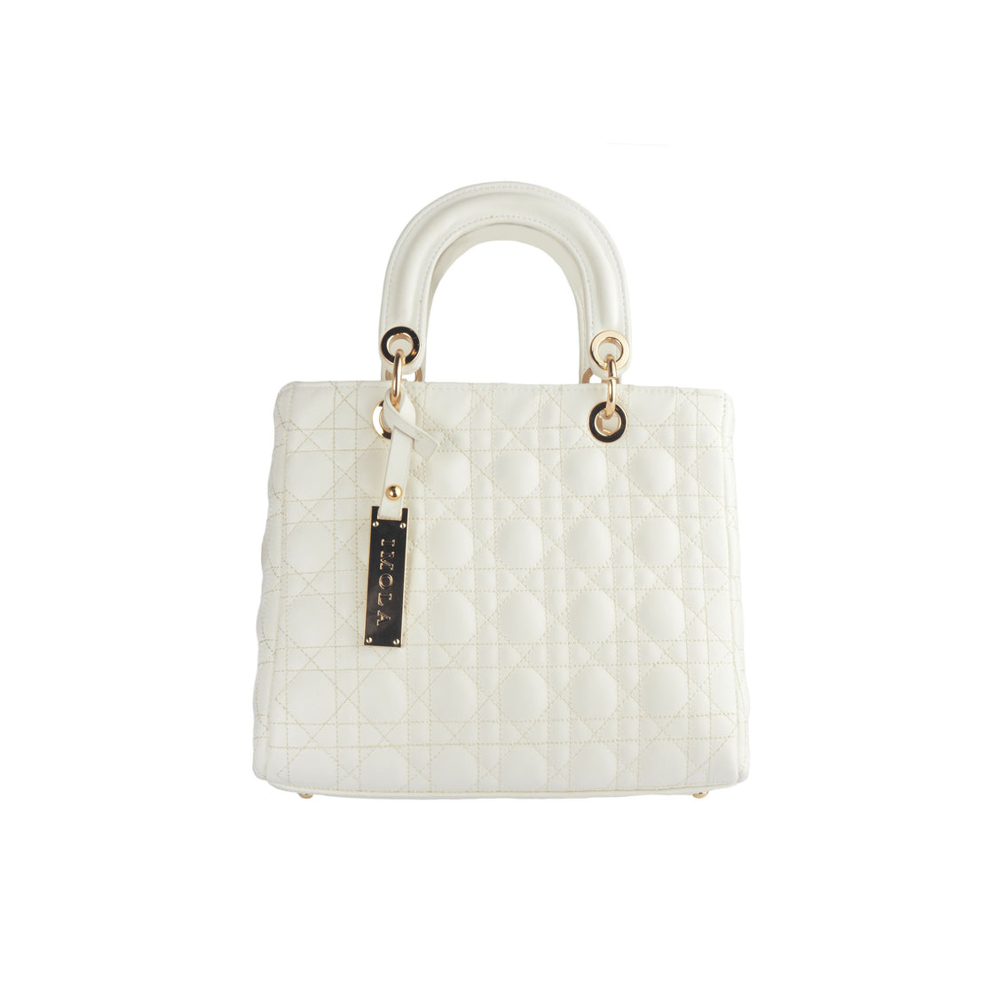 Lined Leather Handbag - white - Melouk